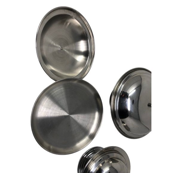 Lion Bentley Stainless Steel Flying Saucer Atomic Footed Serving Dishes Set of 3 - Picture 4 of 10